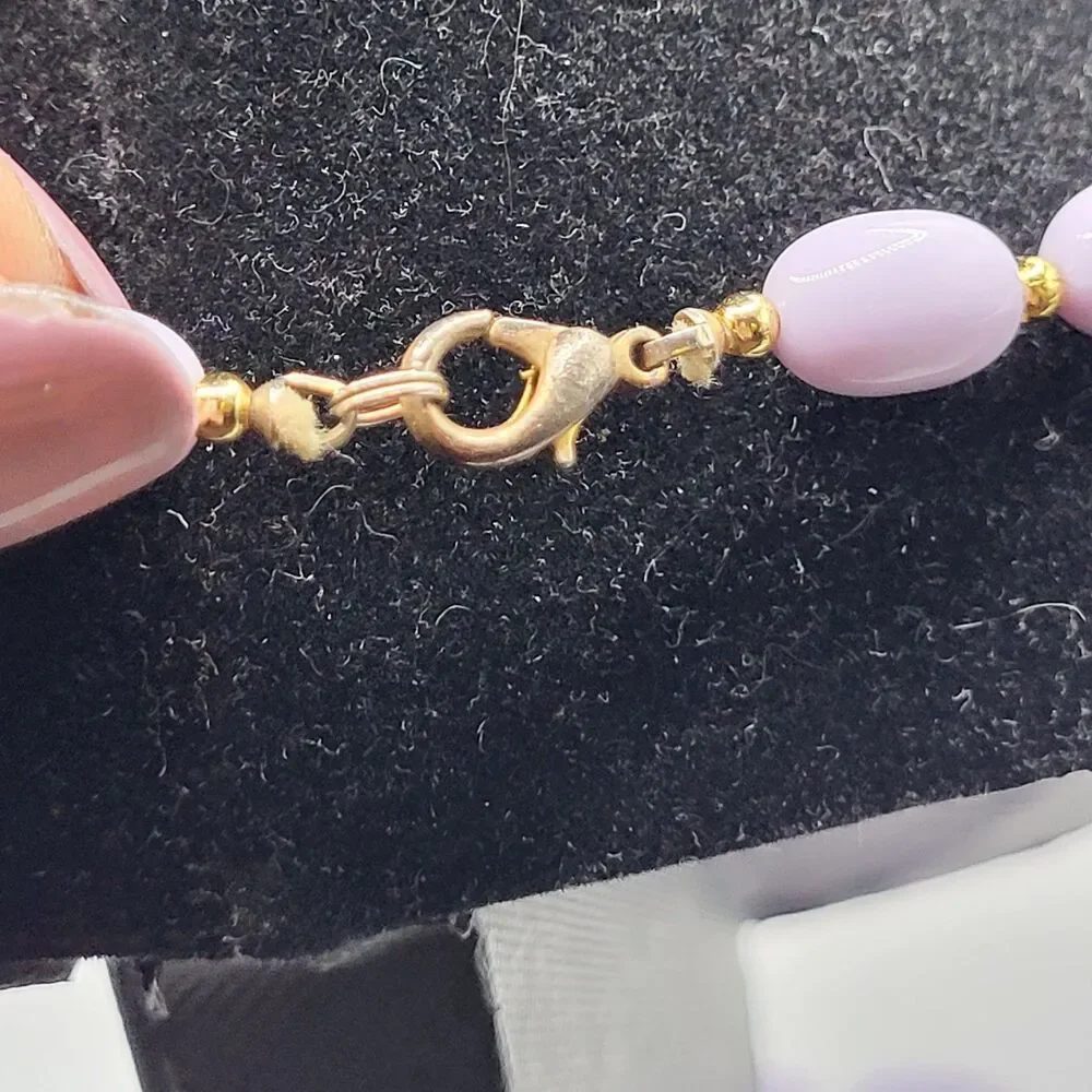 Vintage 60s Lavender Purple Chunky Beaded Necklace Lilac Estate 26in - Picture 4 of 4